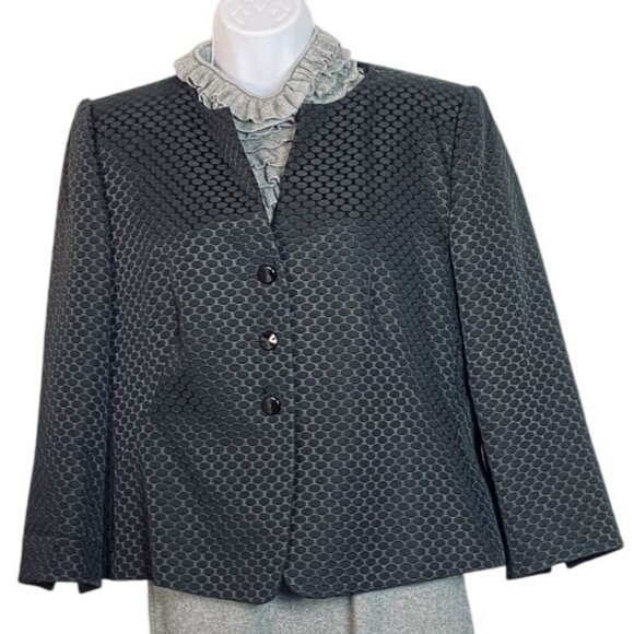 Vintage Armani Collezioni Womens Blazer Size 14 Made In Italy Black on Black Tex - Picture 1 of 8